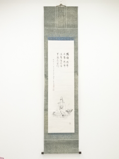 JAPANESE HANGING SCROLL / HAND PAINTED / KANNON (1917)